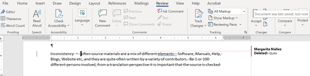 Corection in MS WORD sample