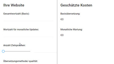 Kostenrechner für Websiteübersetzung