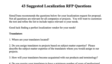 43 Suggested Localization RFP Questions