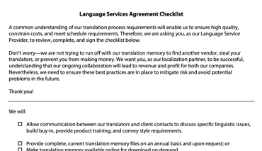 Language Services Agreement Checklist Template