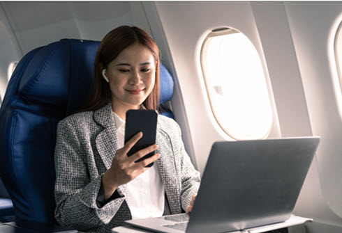 woman on airplane